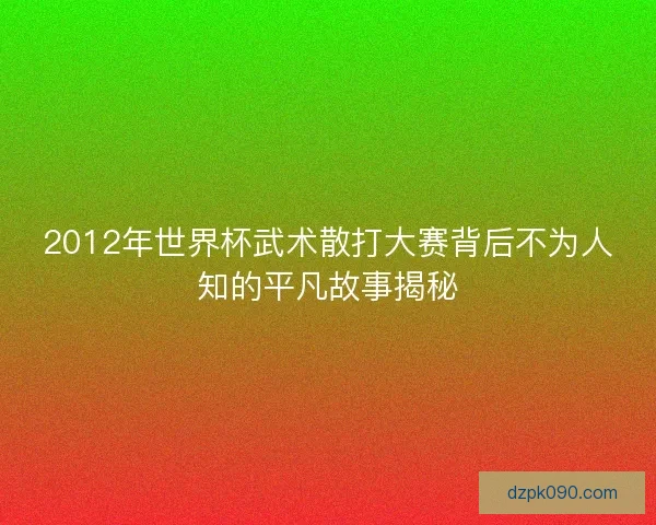 2012年世界杯武术散打大赛背后不为人知的平凡故事揭秘 2012年世界杯武术散打大赛背后不为人知的平凡故事揭秘